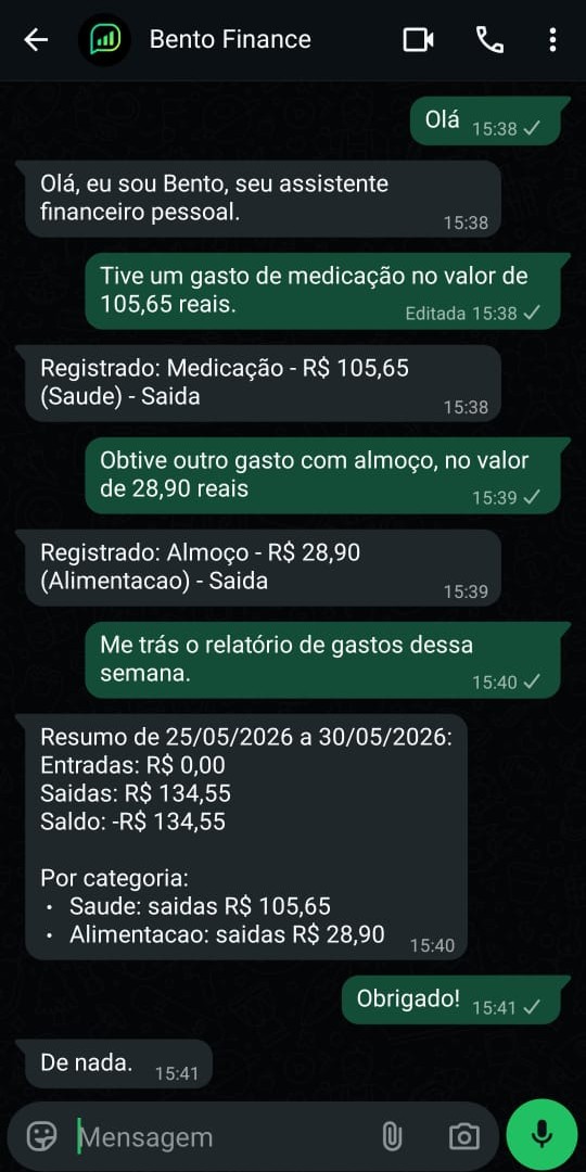 Bento Finance no WhatsApp
